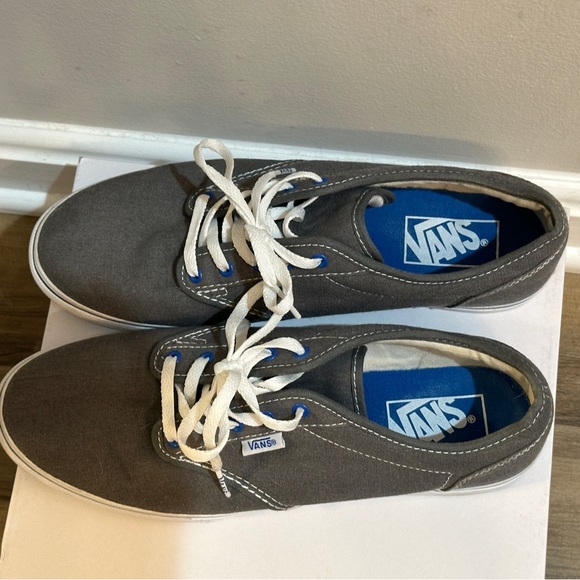 Vans Authentic Lo Pro Grey/Pewter & Blue Canvas Skate Sneakers Woman’s/Men’s 8.5 - Picture 3 of 10